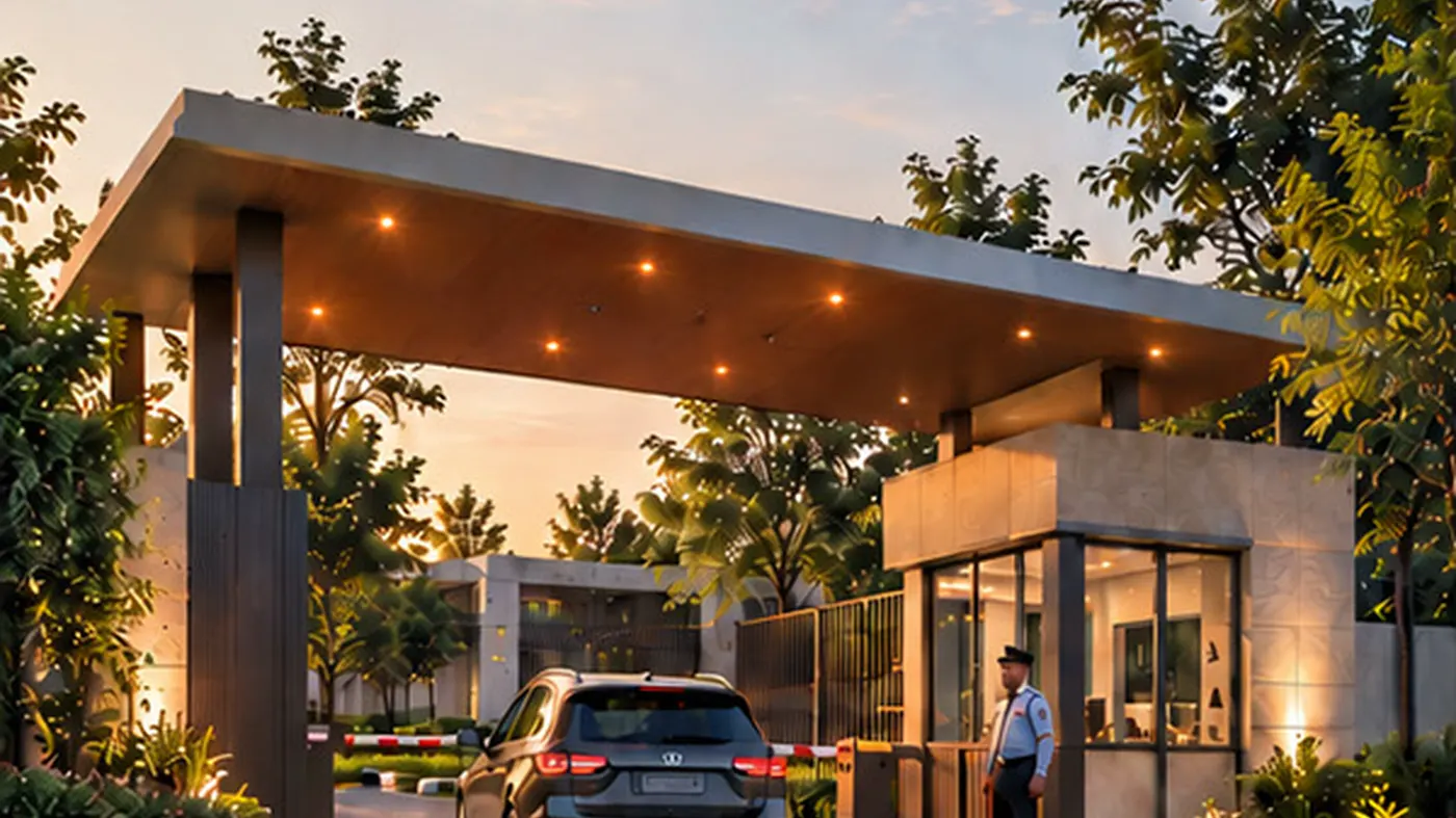 Kishnara Avenue gated entrance with security cabin